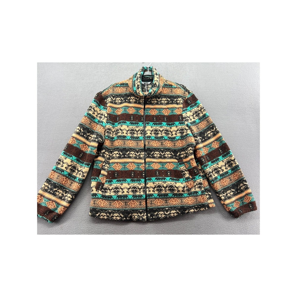 Runcati Jacket Mens L Aztec Southwestern Fleece Full Zip Elephant Multicolor